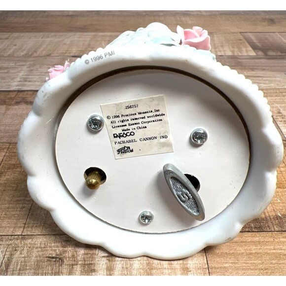 Precious Moments 1996 Porcelain Musical Bell With Lovebirds & Pink Rose Accents - Picture 4 of 4